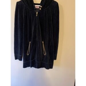 Juicy Couture Velour Zip up Jacket with Hood Size XL extra large Black